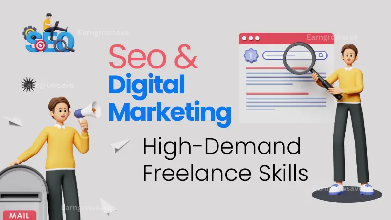 SEO and digital marketing are high-demand freelance skills in 2025, helping businesses rank higher on Google.
